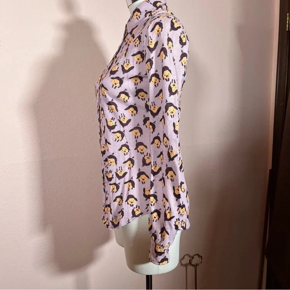 Vintage 60 '70 Mod MCM the red Eye Pig Print Lavender Dagger collar Shirt - Picture 7 of 16